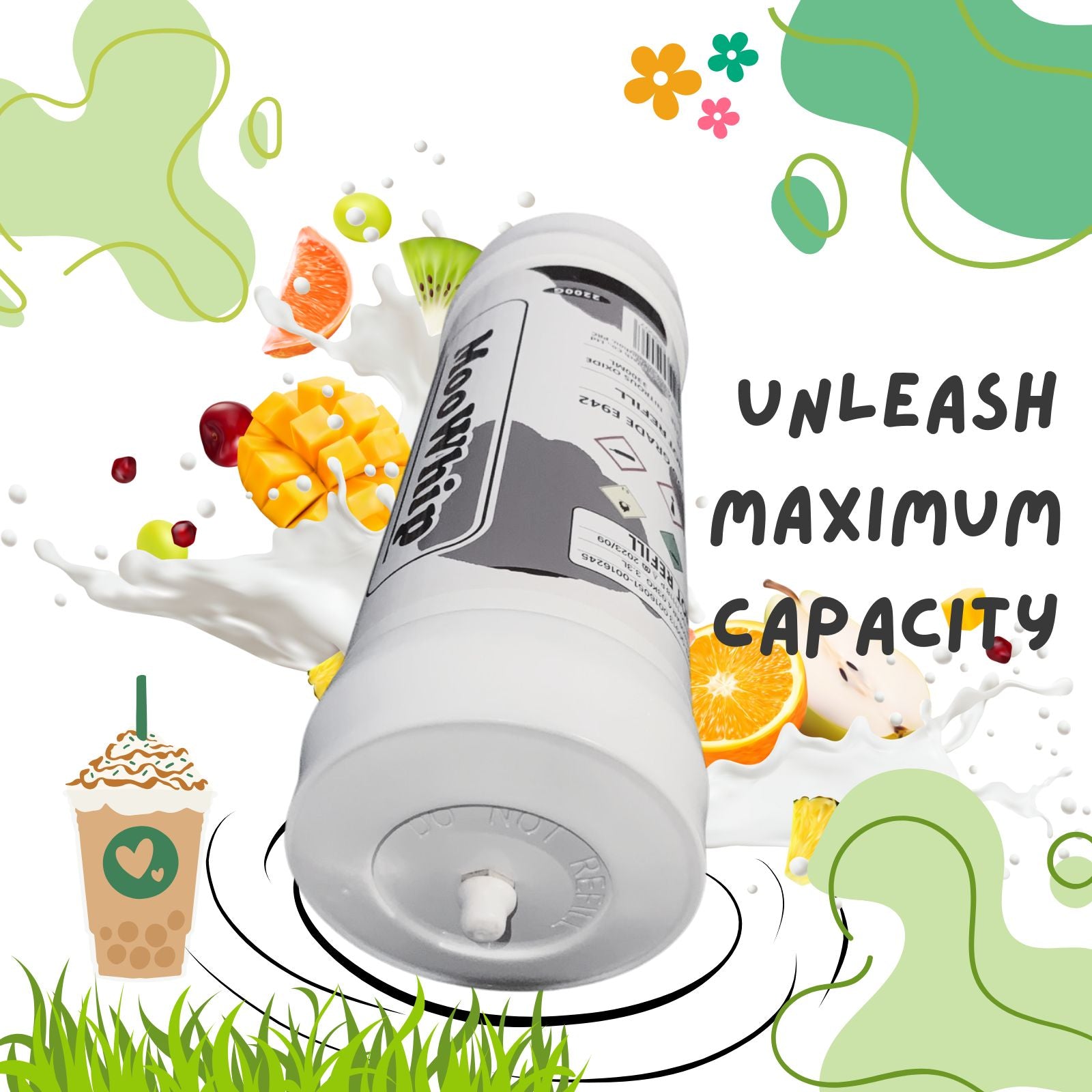 MooWhip 3.3L 2046g Whipped Cream Tank ULTRA PURE GAS (W/O Regulator )