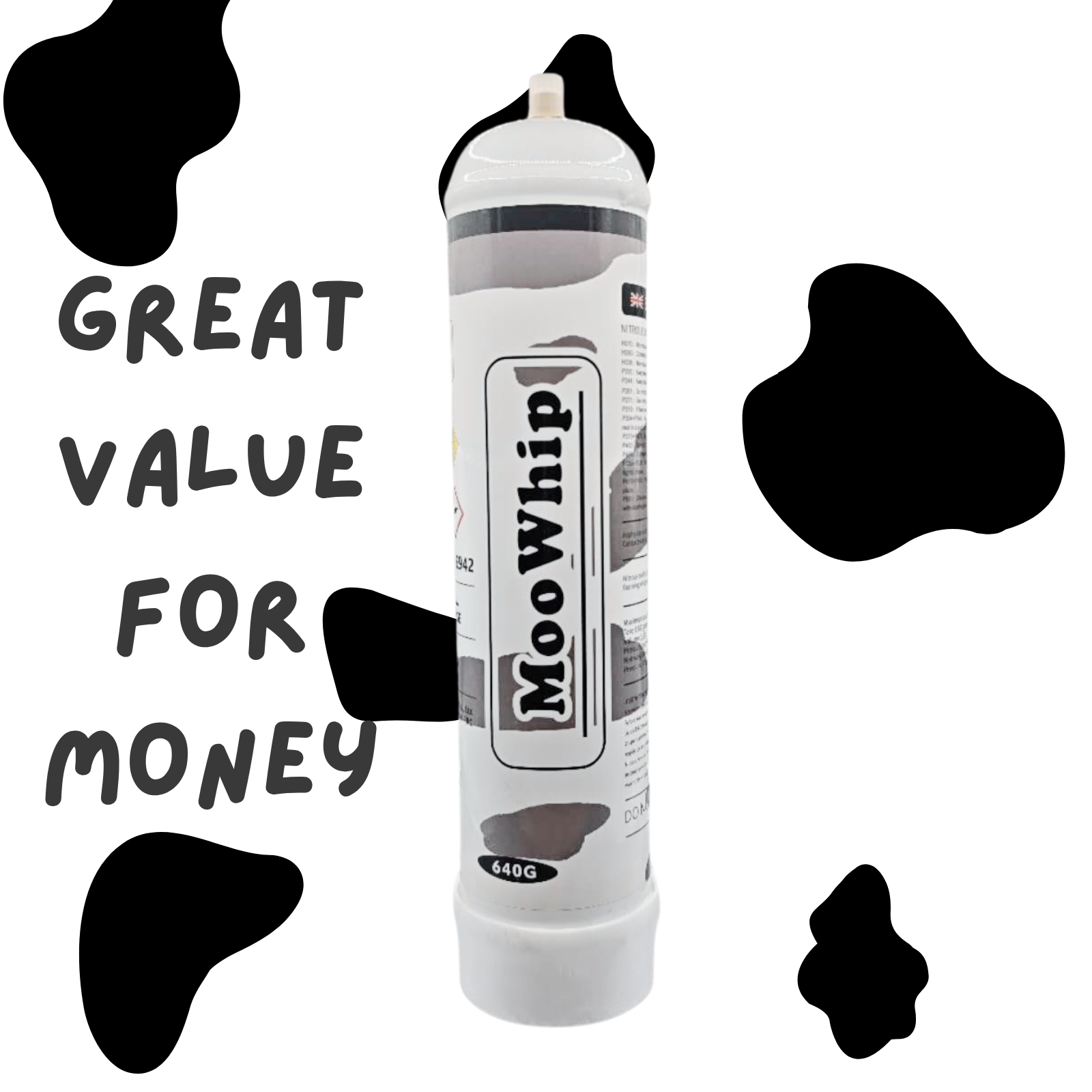 MooWhip 1L 640g Whipped Cream N2O Tank (W/O Regulator )