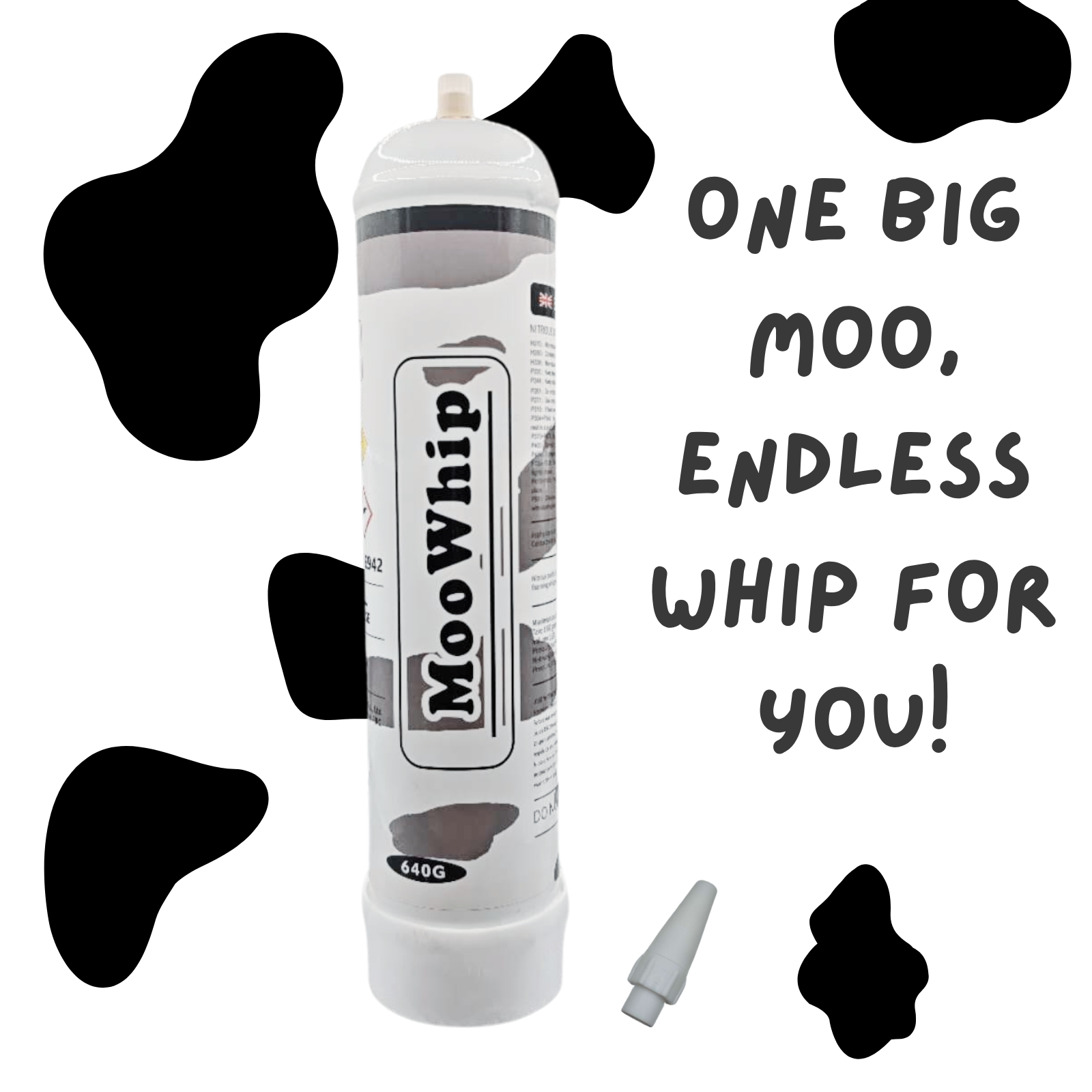MooWhip 1L 640g Whipped Cream N2O Tank (W/O Regulator )
