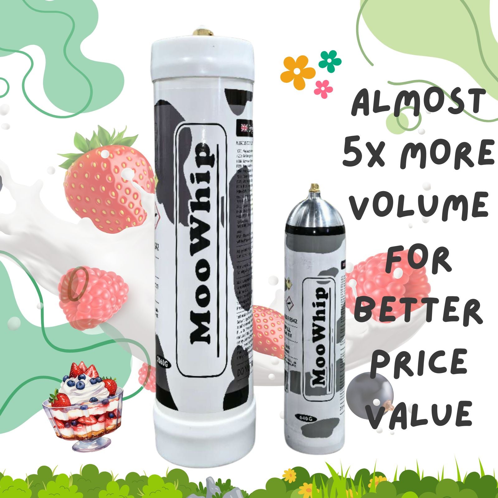 MooWhip 4.5L 3060g Whipped Cream Tank ULTRA PURE GAS (W/NozzleοΌ