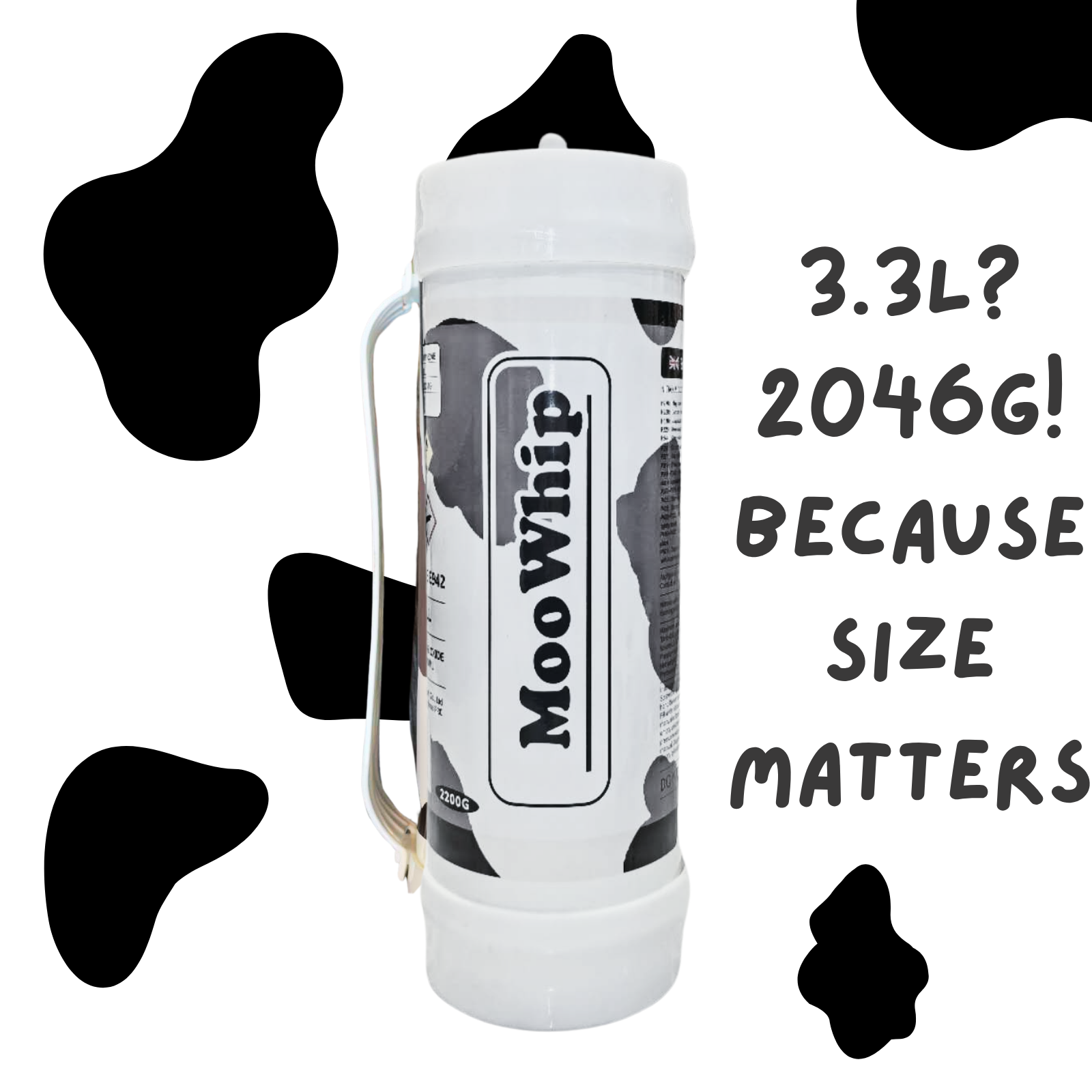 MooWhip 3.3L 2046g Whipped Cream N2O Tank (W/O Regulator )