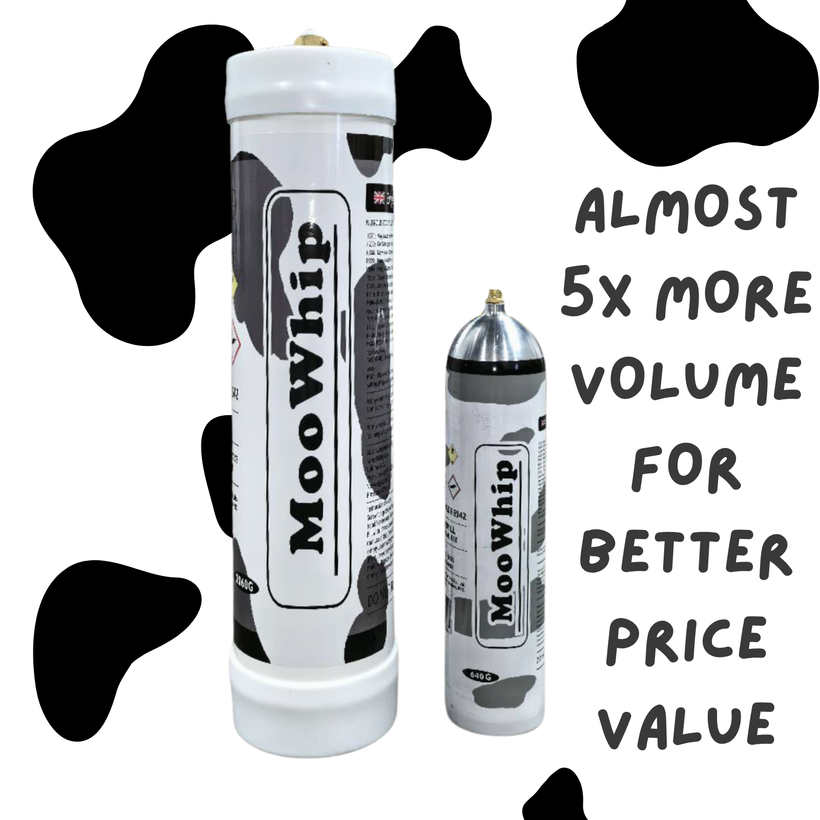 MooWhip 4.5L 3060g Whipped Cream Tank ULTRA PURE GAS (W/NozzleοΌ