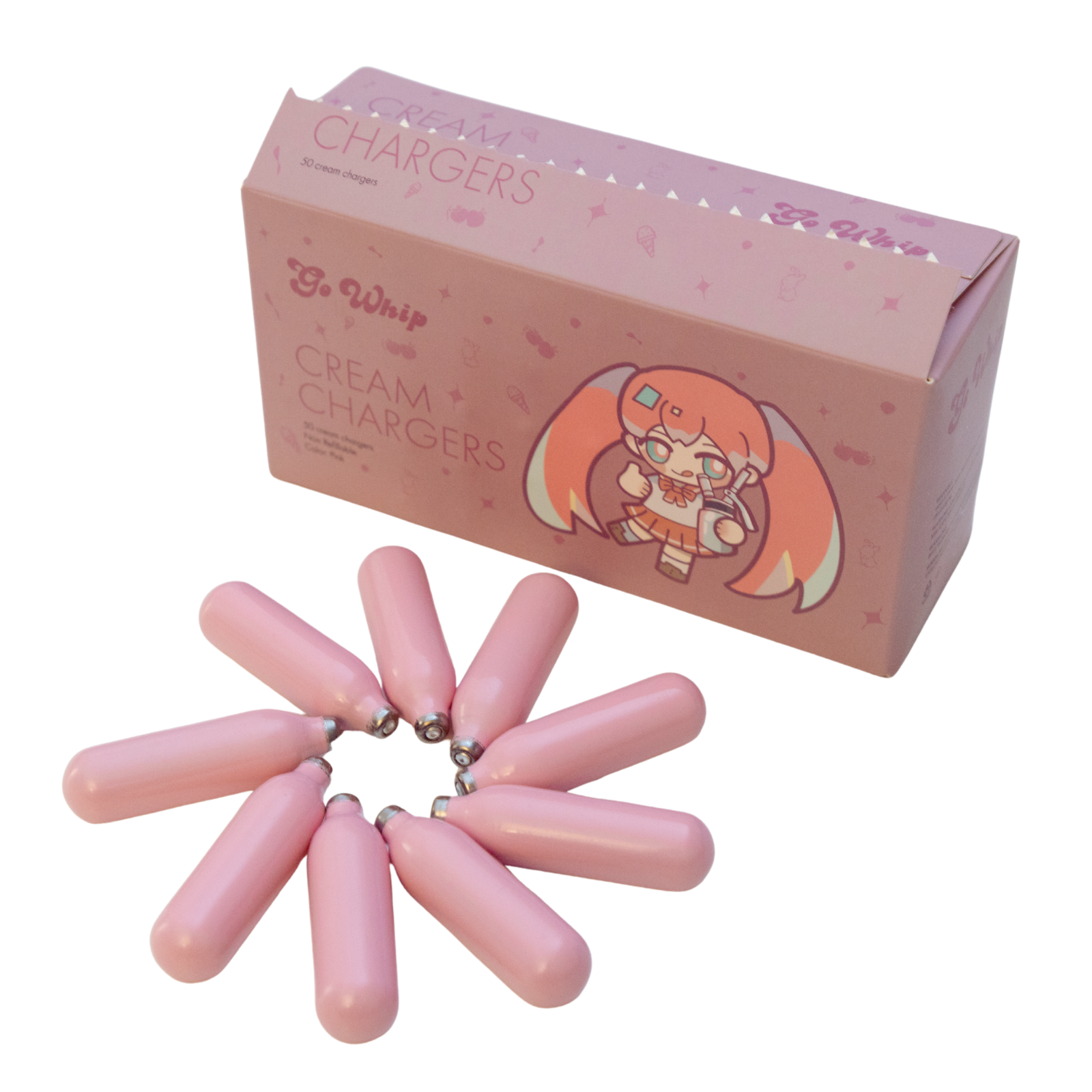 (Clearance) GoWhip Pink Cream Chargers 8G - Kawaii Anime Edition Cream Whipper Cartridges