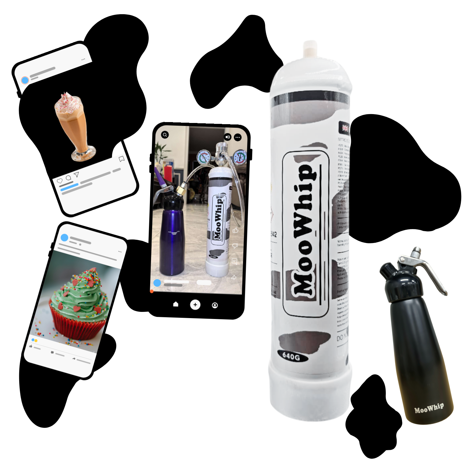 MooWhip 1L 640g Whipped Cream N2O Tank  (W/O Regulator ）