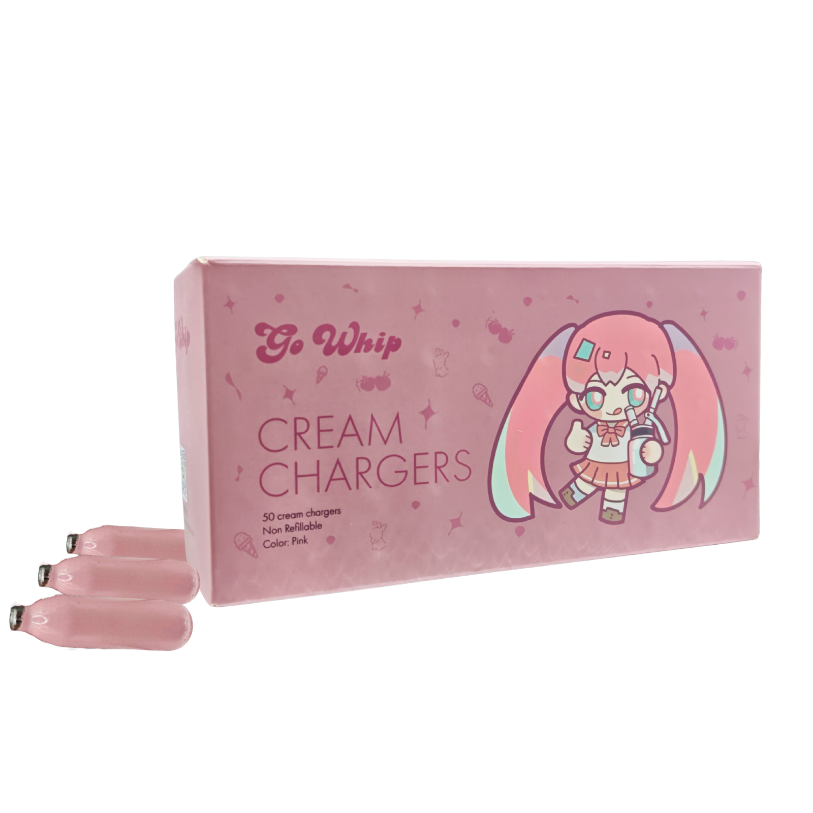 (Clearance) GoWhip Pink Cream Chargers 8G - Kawaii Anime Edition Cream Whipper Cartridges