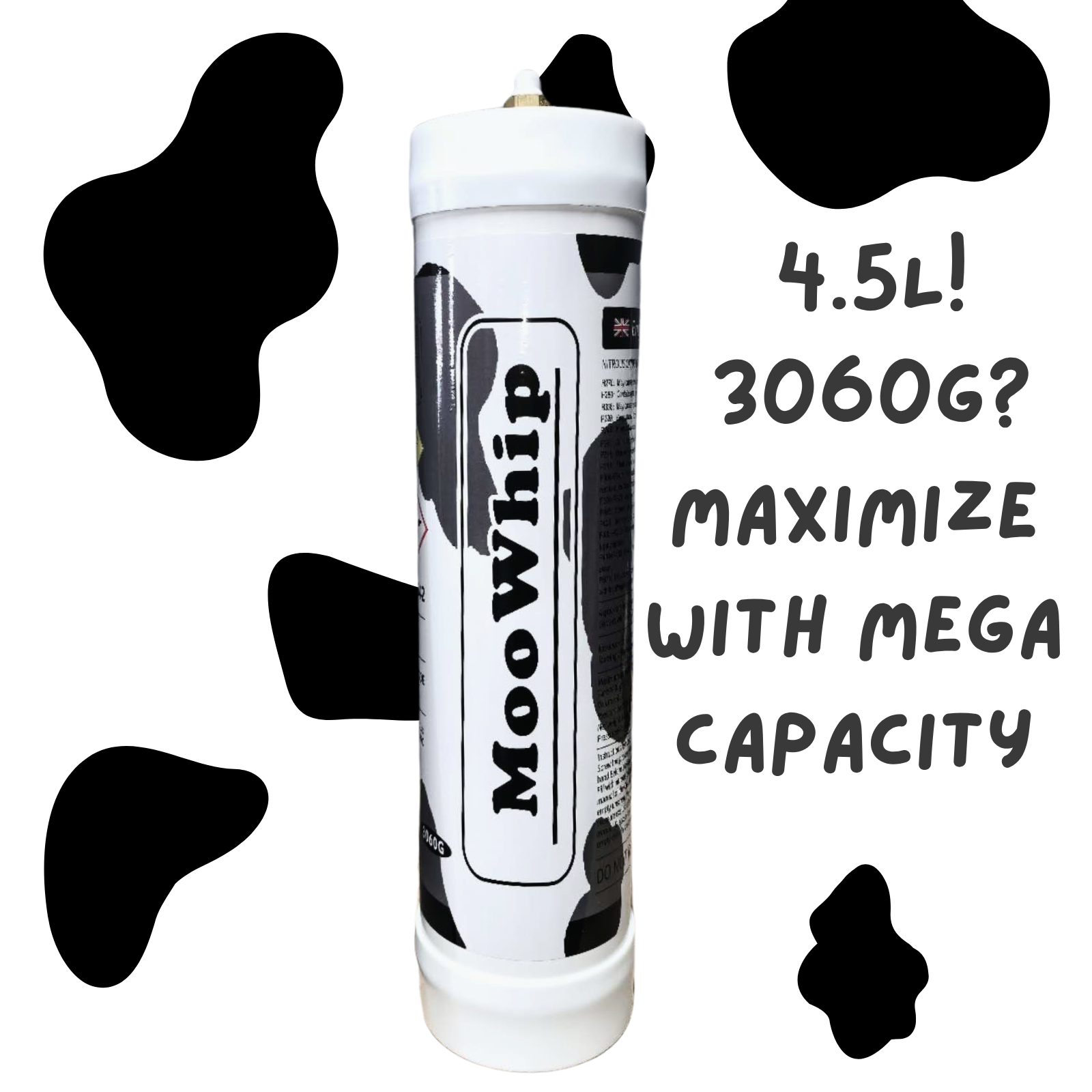 MooWhip 4.5L 3060g Whipped Cream Tank ULTRA PURE GAS (W/Nozzle）
