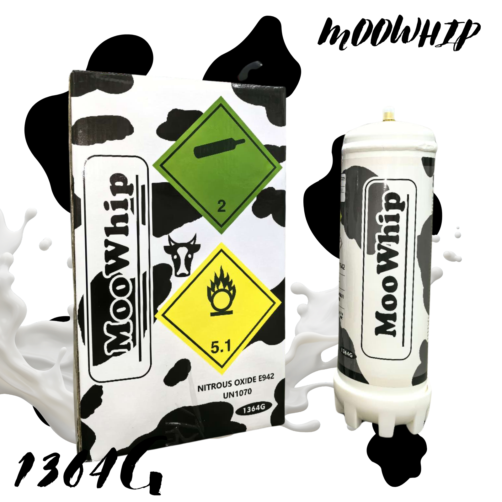 MooWhip 2.2L 1364g Whipped Cream Tank ULTRA PURE GAS (W/O Regulator ）