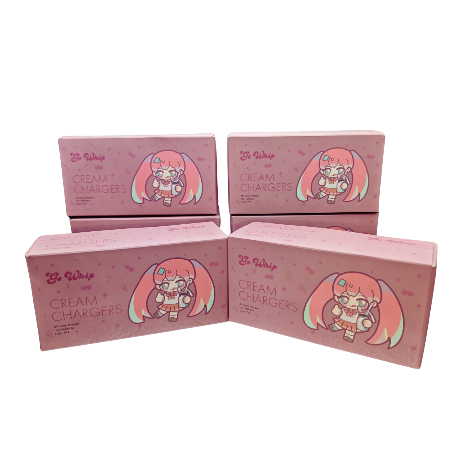 (Clearance) GoWhip Pink Cream Chargers 8G - Kawaii Anime Edition Cream Whipper Cartridges