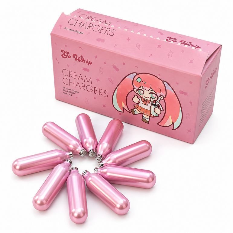 (Clearance) GoWhip Pink Cream Chargers 8G - Kawaii Anime Edition Cream Whipper Cartridges
