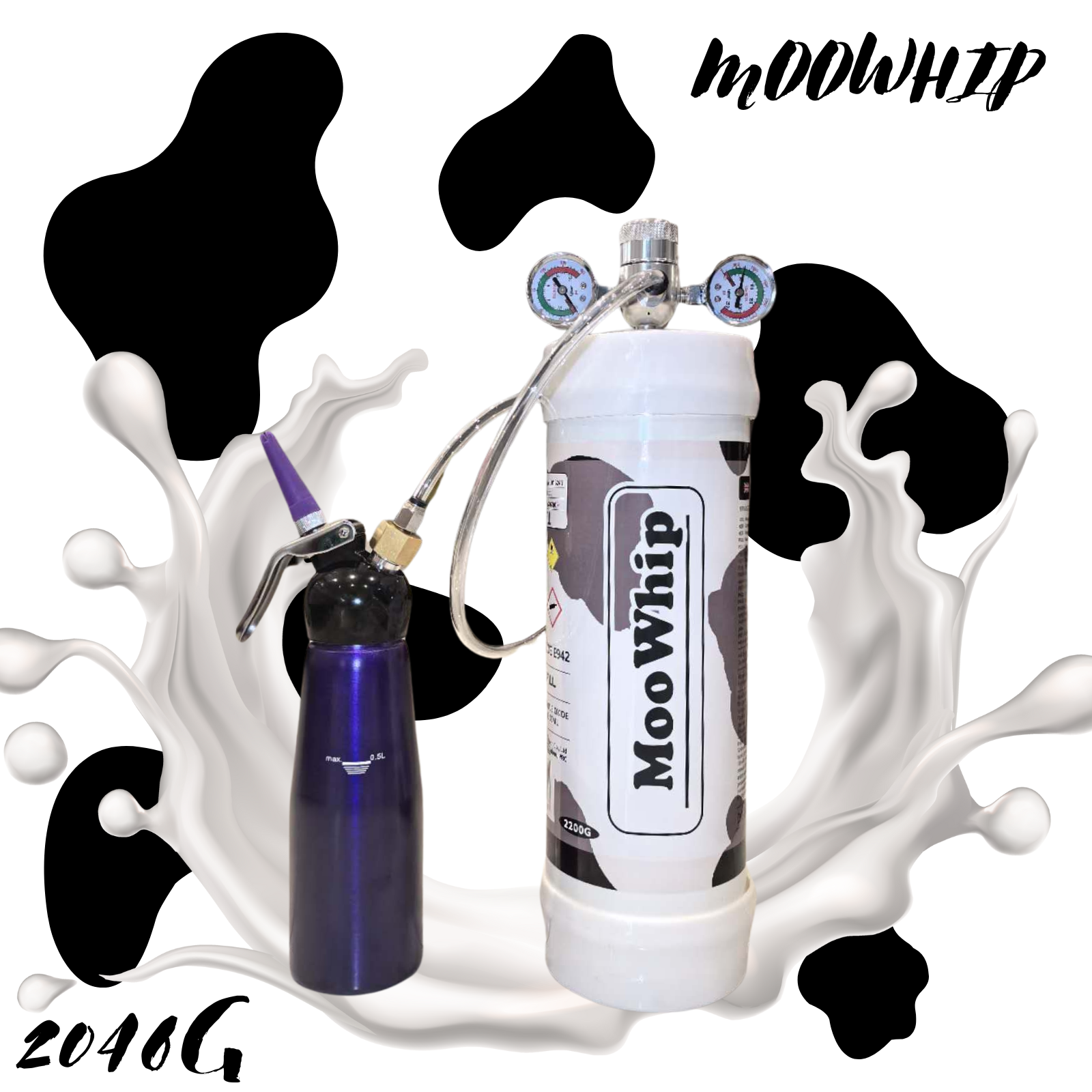 MooWhip 3.3L 2046g Whipped Cream Tank ULTRA PURE GAS (W/O Regulator ）